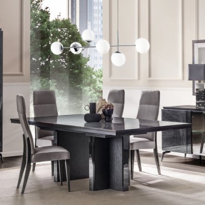  MERIDIANA Szary Stół Jadalniany Włoski 200x102 cm – Nierozkładany z Lakierowanym Blatem