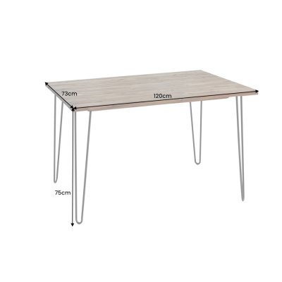  Stół SCORPION 120 cm brązowy akacja czarne nogi metalowe
