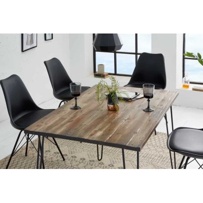  Stół SCORPION 120 cm brązowy akacja czarne nogi metalowe
