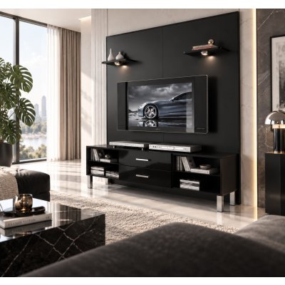  Glossy - włoski czarny panel telewizyjny, wysoki połysk  