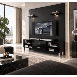Glossy - włoski czarny panel telewizyjny, wysoki połysk  