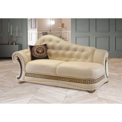 EMPOR ROYALE LUX   2 - osobowy Szezlong w skórze z Swarovski  meandrem Versace  190x95 h 104