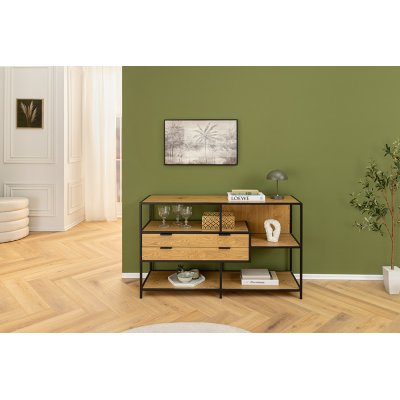   Regał SLIM LINE dąb 115 cm czarny