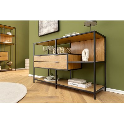   Regał SLIM LINE dąb 115 cm czarny