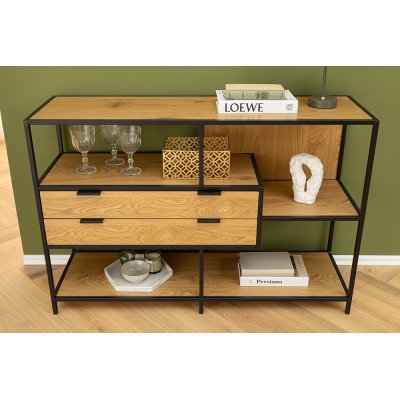   Regał SLIM LINE dąb 115 cm czarny