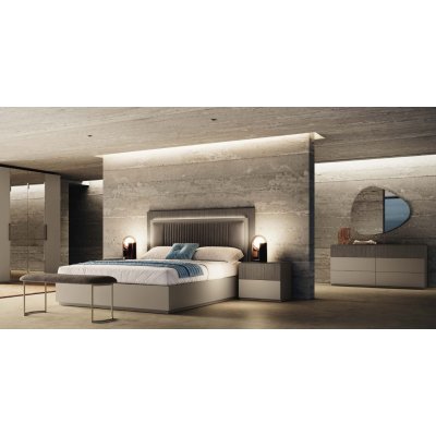   ESSENZA Włoskie Łóżko 160x200, Nowoczesny Design Kolor Beż Urban Velvet 