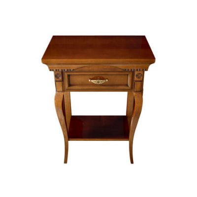  SALA  HOL Mała Konsola Drewniana 68 cm – Włoski Stolik z Szufladą, Czereśnia/Biel