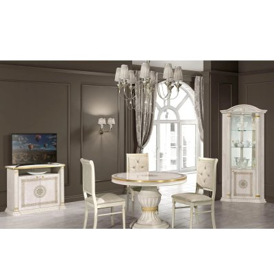    AURORA BEIGE  Elegancka Kolekcja Mebli Włoskich do Jadalni i Salonu Wysoki Połysk