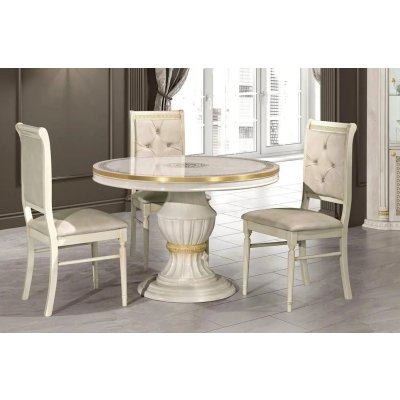    AURORA BEIGE  Elegancka Kolekcja Mebli Włoskich do Jadalni i Salonu Wysoki Połysk
