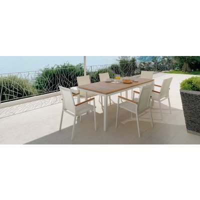  TIMBER Stół Ogrodowy  – Teak i Aluminium, Design Włoski Talenti