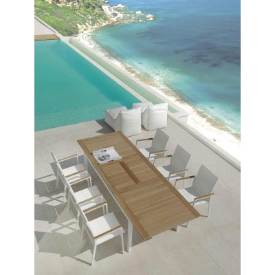  TIMBER Stół Ogrodowy  – Teak i Aluminium, Design Włoski Talenti