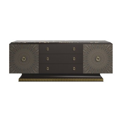  ORVIA Komoda Drewniana Z Marmurowym Blatem Portoro Gold