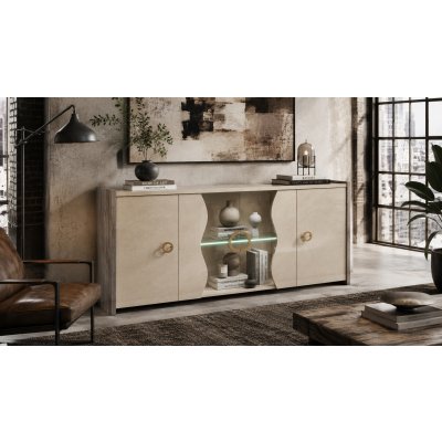 LONDON -Komoda 3-drzwiowa 160 x 87 cm z LED Włoskie Nowoczesne meble do salonu jadalni