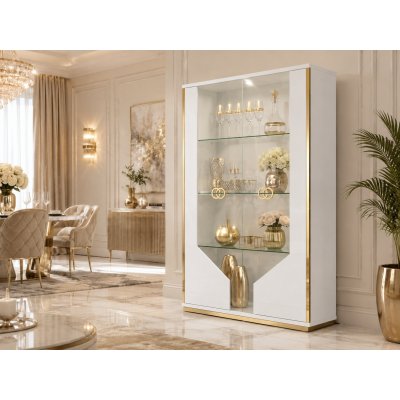  GLAMUR Elegancka Biała Kolekcja Mebli Włoskich na Wysoki Połysk do Jadalni i Salonu w stylu Glamour